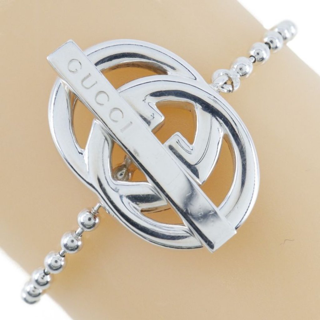Gucci Interlocking G Ball Chain Silver 925 Red 20.8 Bracelet